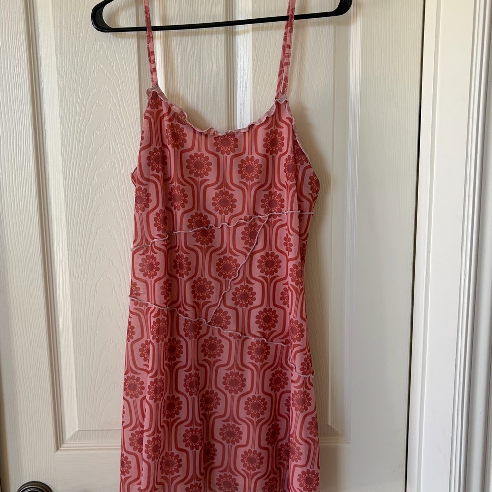 SO Pink Floral-Patterned Midi Slip Dress